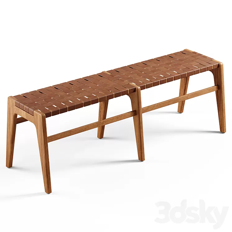 Zara Home – The bench made of wood and leather 3D Model