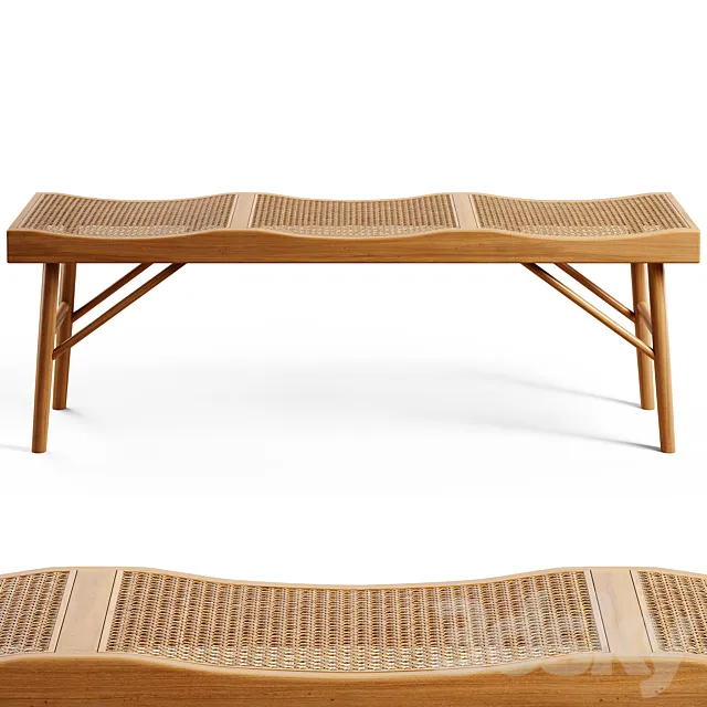 Zara Home – The bench made of wood and rattan 3DModel