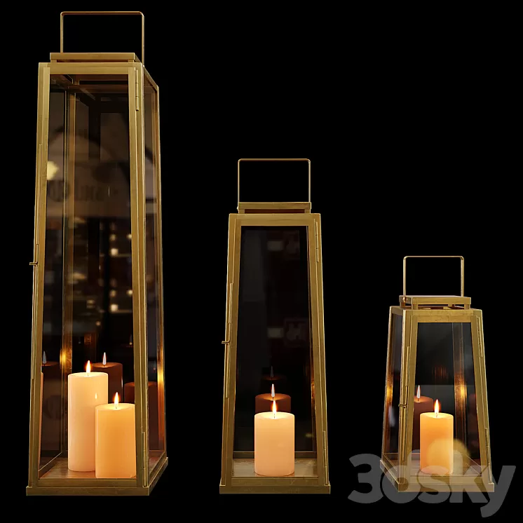 Zara Home – The golden decorative lantern for a candle 3D Model Zara Home – The golden decorative lantern for a candle 3D Model