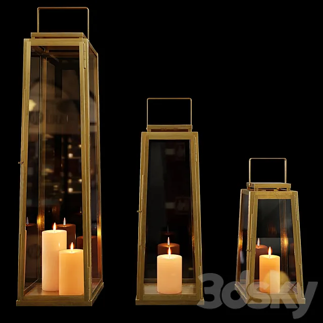 Zara Home – The golden decorative lantern for a candle 3DModel Zara Home – The golden decorative lantern for a candle 3DModel
