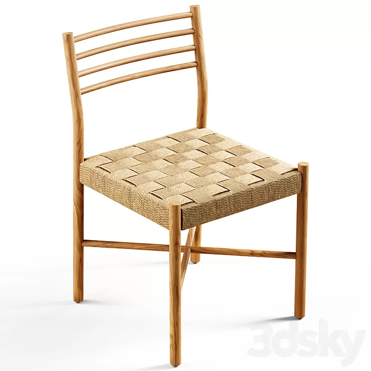 Zara Home – The oak chair with wicker seat 3D Model Free Download
