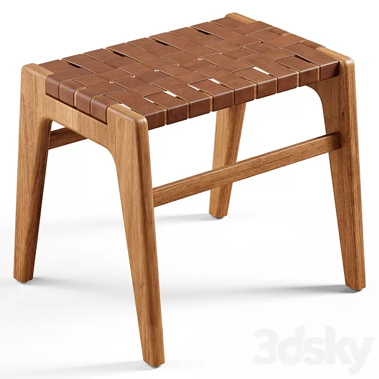 Zara Home – The stool with leather seat 3D Model Free Download