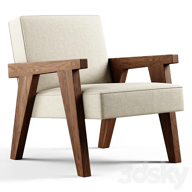 Zara Home – The walnut armchair with hemp upholstery 3DModel