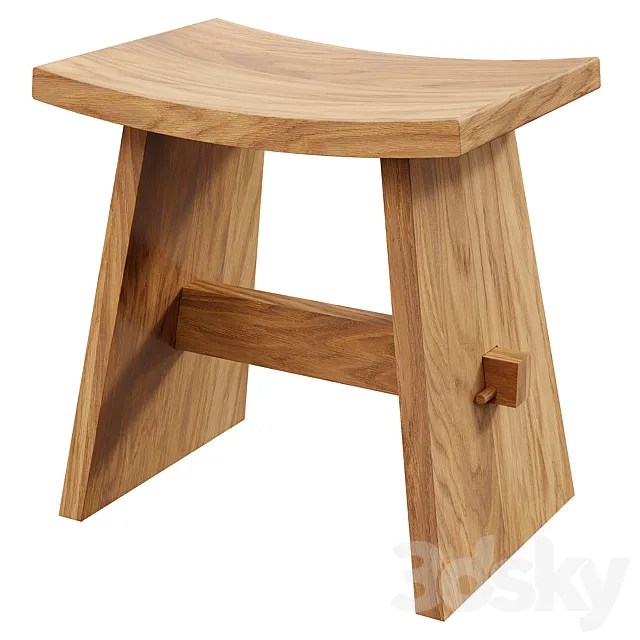 Zara Home – The wooden stool in the style of rustic 3D Model