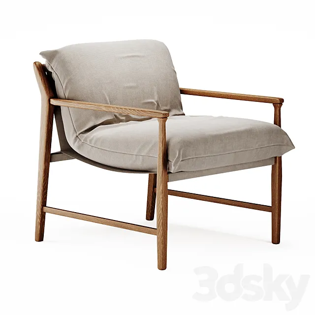 Zara home Wooden chair with removable cushion 3D Model