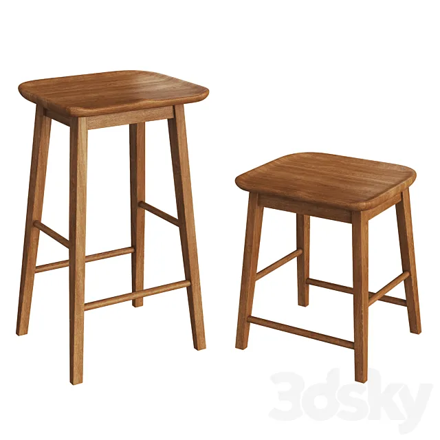 Zara Home WOODEN TALL STOOL 3D Model Zara Home WOODEN TALL STOOL 3D Model