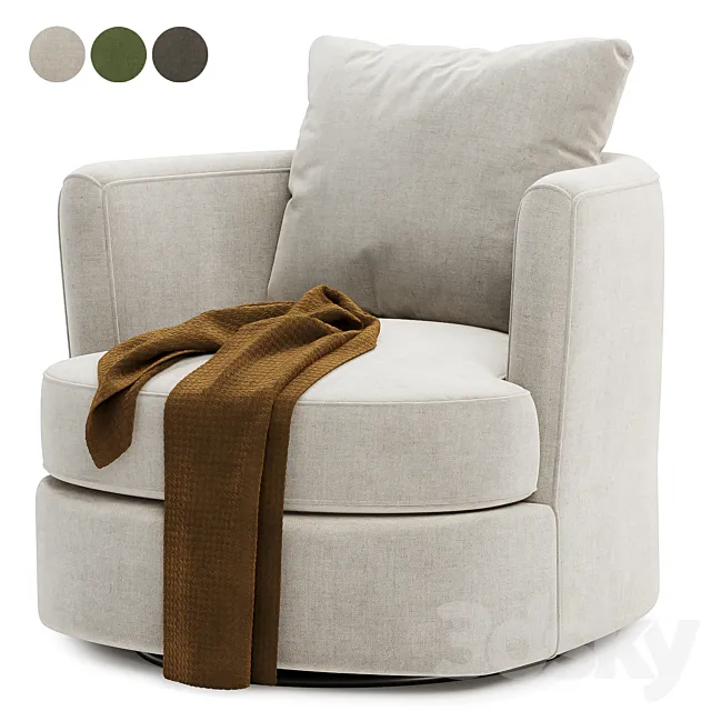 Zarren Upholstered Swivel Barrel Chair 3D Model
