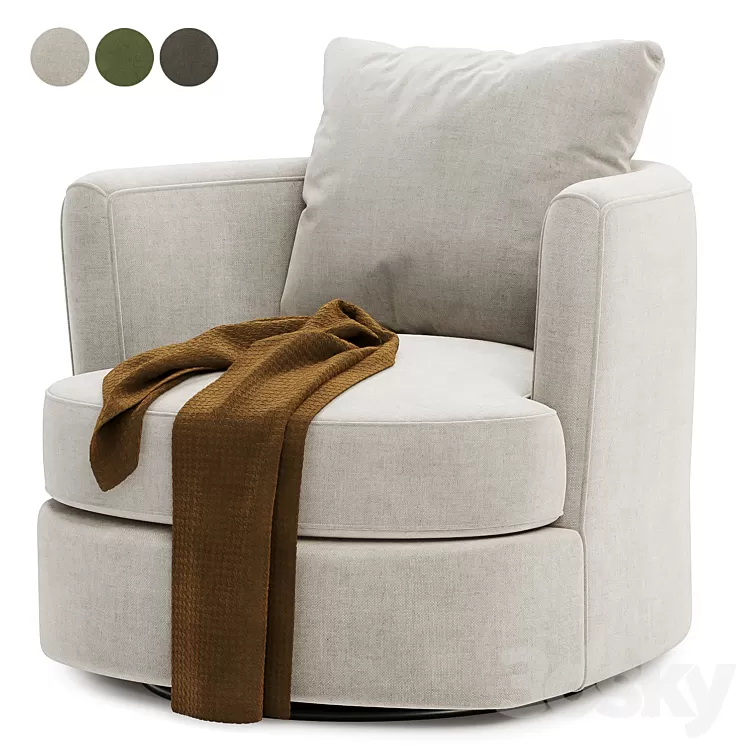 Zarren Upholstered Swivel Barrel Chair 3D Model Free Download