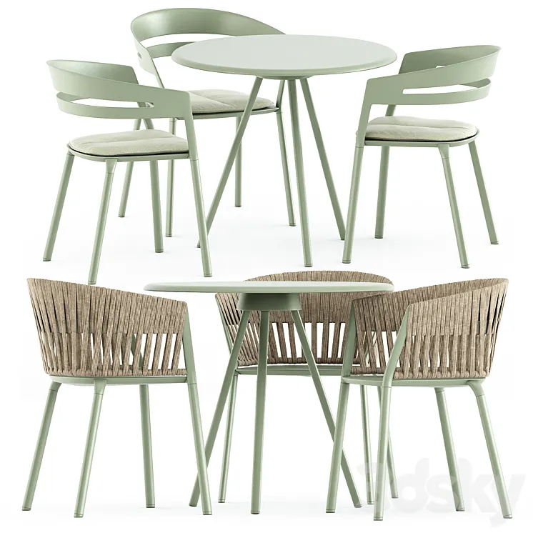 Zebra Round table and Ria Dining armchair by Fast 3D Model Free Download