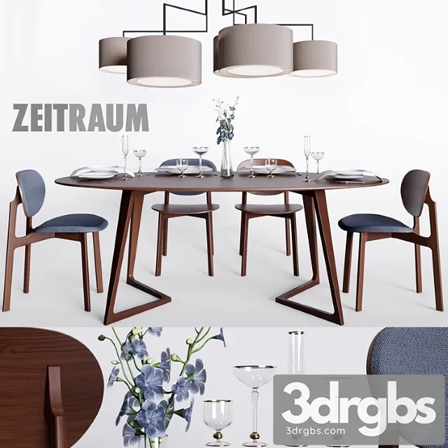 Zeitraum twist oval table & zenso chair & noon 5 lamp 2 3D Model Download