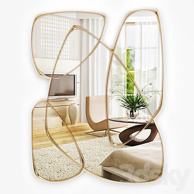 Zeta Mirror in Mayan Bronze 3D Model Zeta Mirror in Mayan Bronze 3D Model