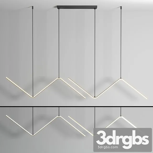 Zigzag Pendant Light Fixture Minimalism Aluminum Dining Room LED Ceiling Light in Black 3D Model Download