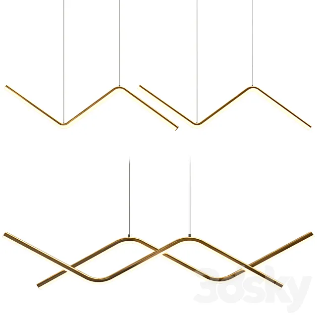 Zigzag Shaped Metal Hanging Lamp 3D Model