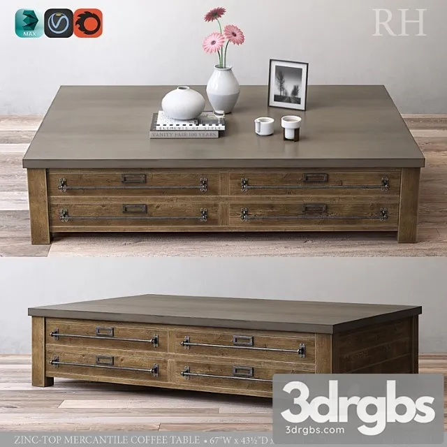 Zinc Top Mercantile Coffee Table 1 3D Model Download Zinc Top Mercantile Coffee Table 1 3D Model Download