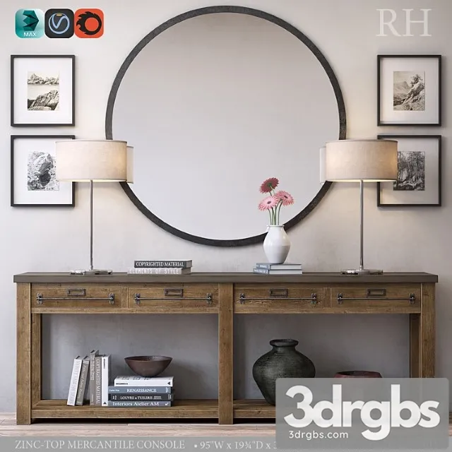 Zinc Top Mercantile Console 3D Model Download