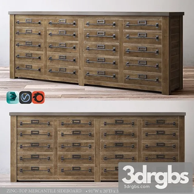 Zinc Top Mercantile Sideboard 1 3D Model Download