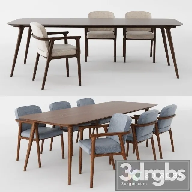 Zio Dining Table and Chair 3D Model Download