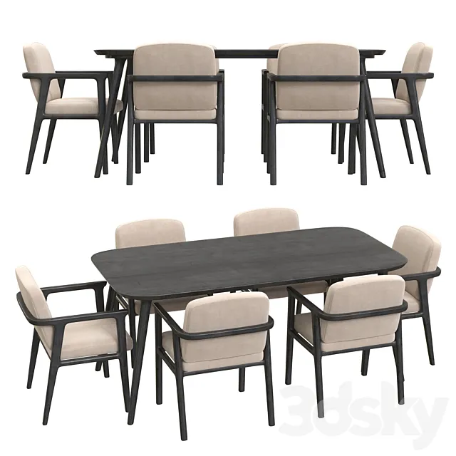 Zio Dining Table and Zio Dining Chair by Moooi 3D Model Zio Dining Table and Zio Dining Chair by Moooi 3D Model