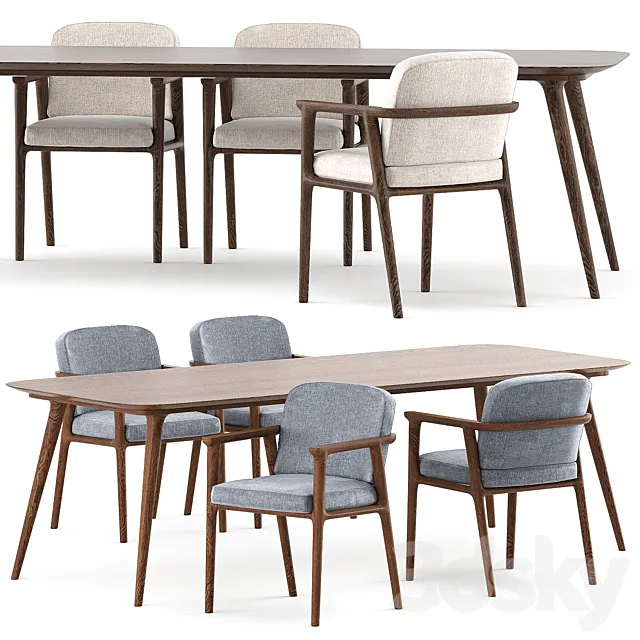 Zio Dining Table and Zio Dining Chair by Moooi 3D Model Zio Dining Table and Zio Dining Chair by Moooi 3D Model