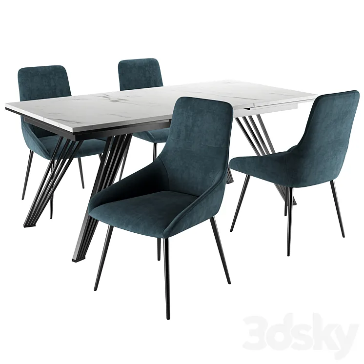 Zoe Chair and Parma Table 3D Model Free Download