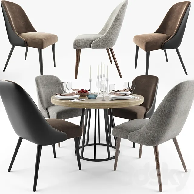 Zuma Round Table Dining Set 3D Model