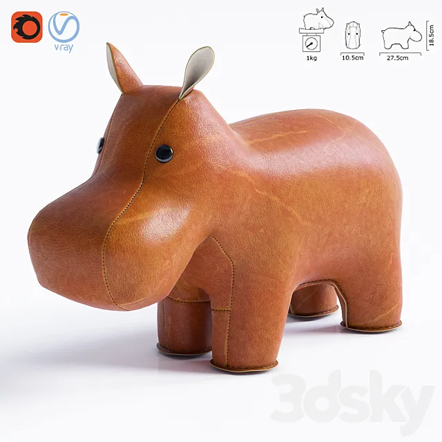 Zuny – Classic Hippo Bookend 3D Model Zuny – Classic Hippo Bookend 3D Model