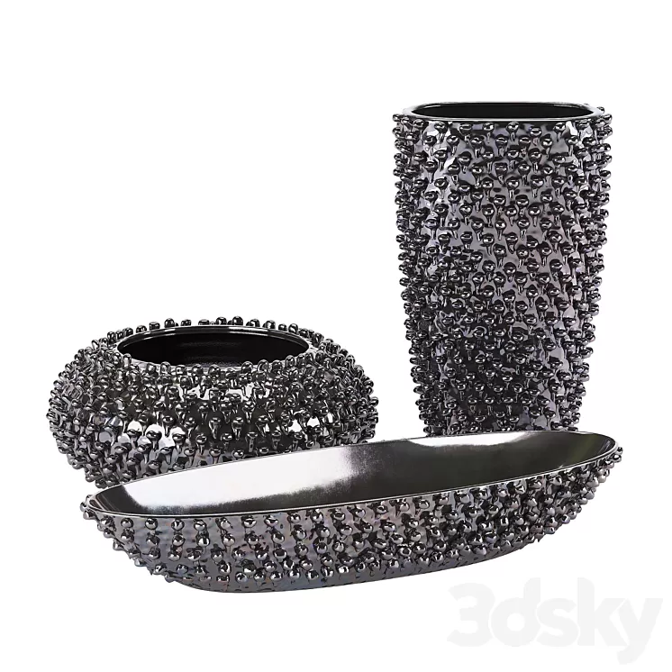 Zuo Urchin Vases Black 3D Model