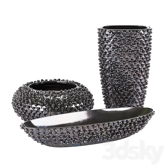 Zuo Urchin Vases Black 3DModel