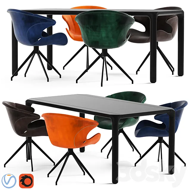 Zuvier Mia Armchair and Storm table 3D Model